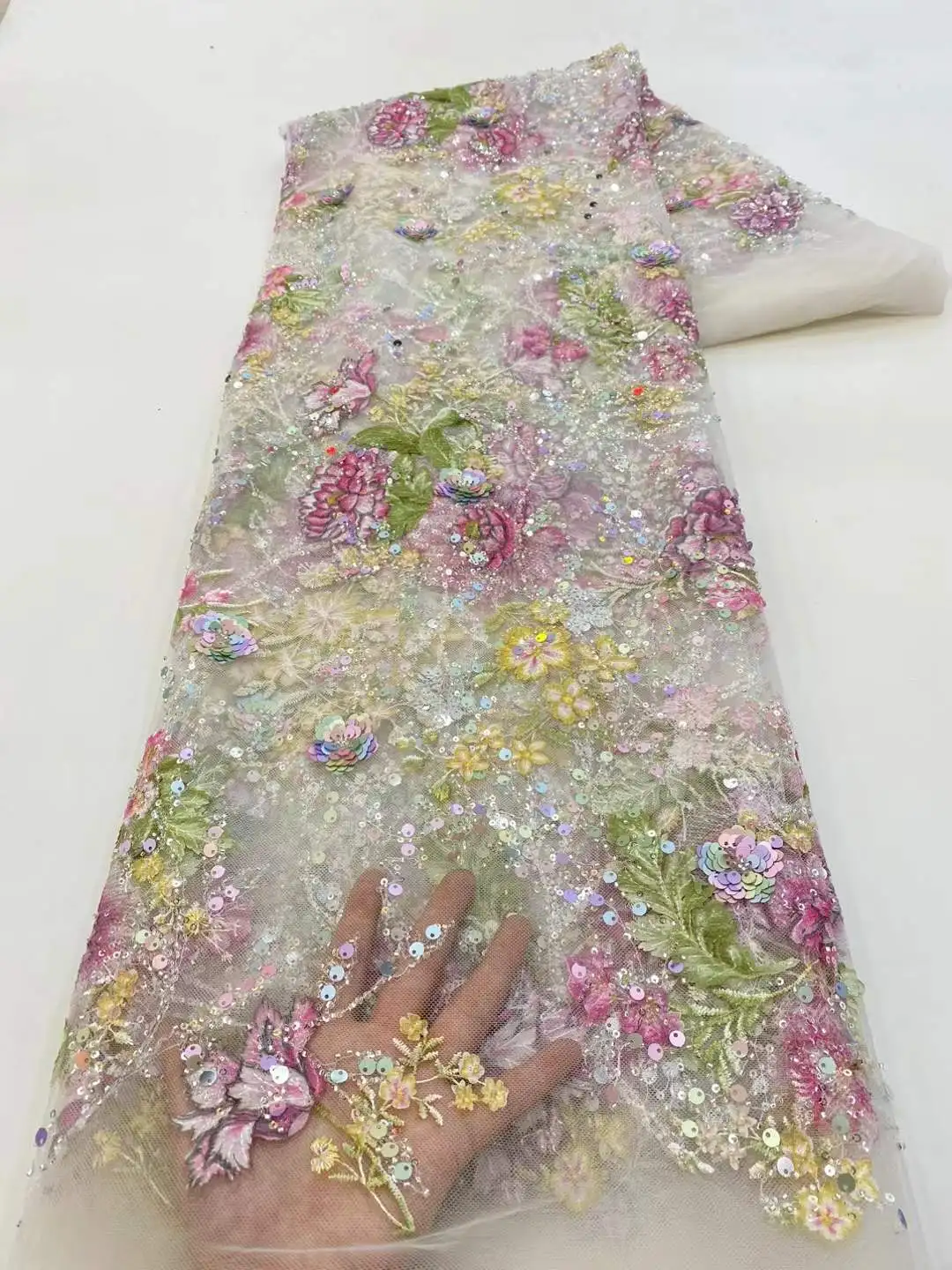 Elegante Afrikanische Pailletten-Tüll-Stickerei-Spitzenstoffe 2026 Französische Bräutigam-Spitzenstoffe Nigerianische Brautkleider-Materialien