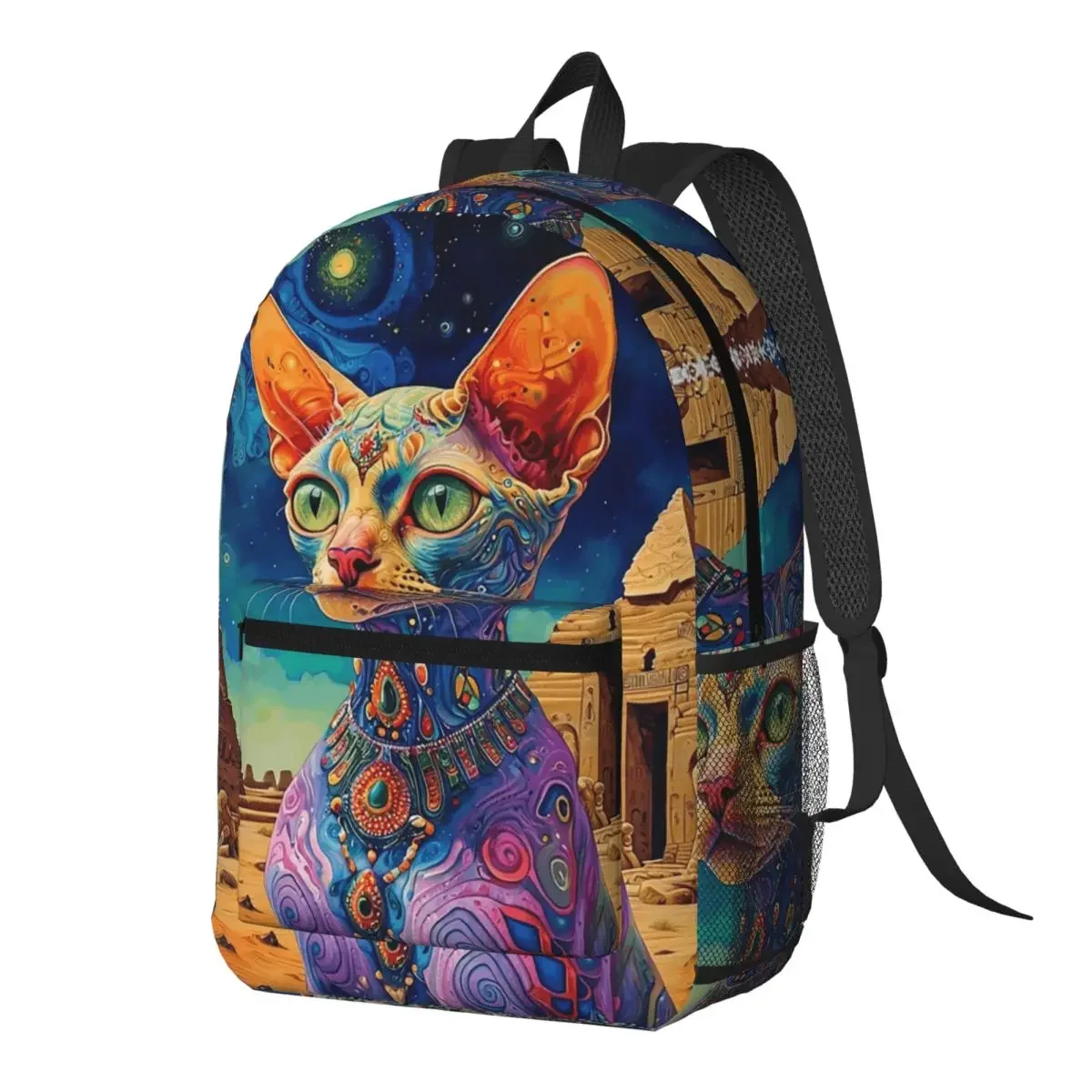 

Sphynx Cat Art Print Backpack Daypack Large Capacity Kids BookBag School Bag Shoulder Bags for Men Women