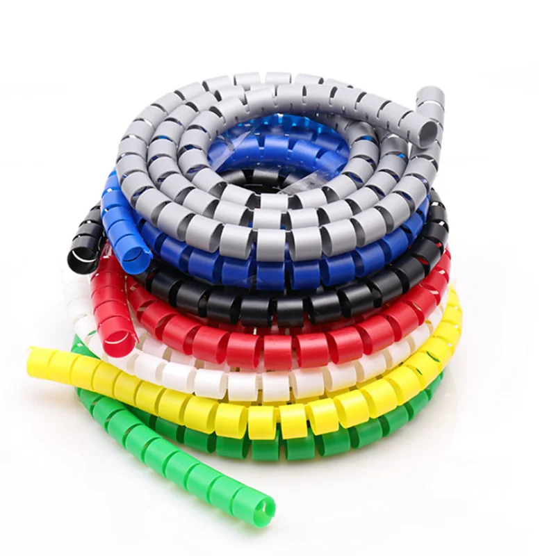 8/10/15/20/25mm 1M Line Organizer Pipe Protection Spiral Wrap Winding Cable Wire Protector Cover Tube Without Line Clip 6 Colors