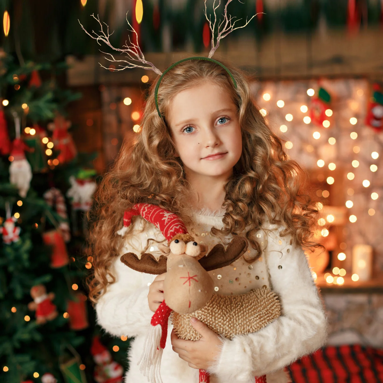 

3pcs Dark Style Deer Antler Hairband Artificial Branch For Vase Decor Home Wedding Festive Events Realistic Dry Branches Fake