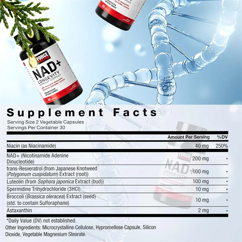 NAD+ Resveratrol - Helps Calm Mood, Improve Dullness, Promotes Brain and Skin Health, Increase Elasticity, Improve Memory
