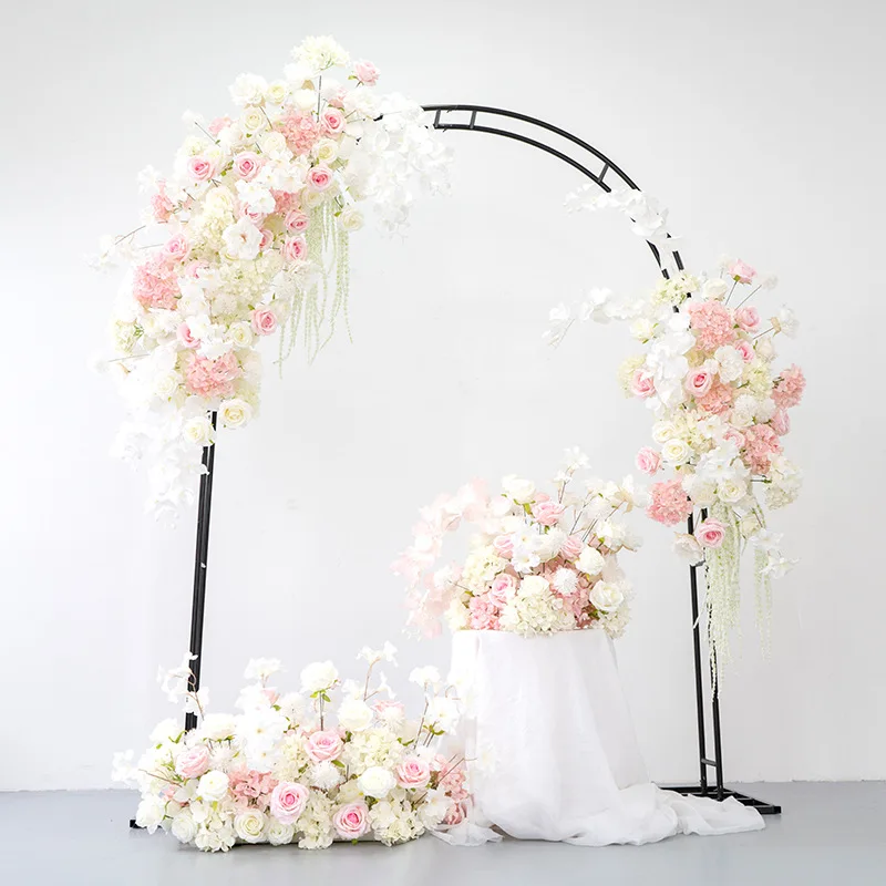 Wedding Arch Flower Row Artificial Flowers Road Leading Flower Ball Photo Props Flower Background Decoration Floral Arrangement