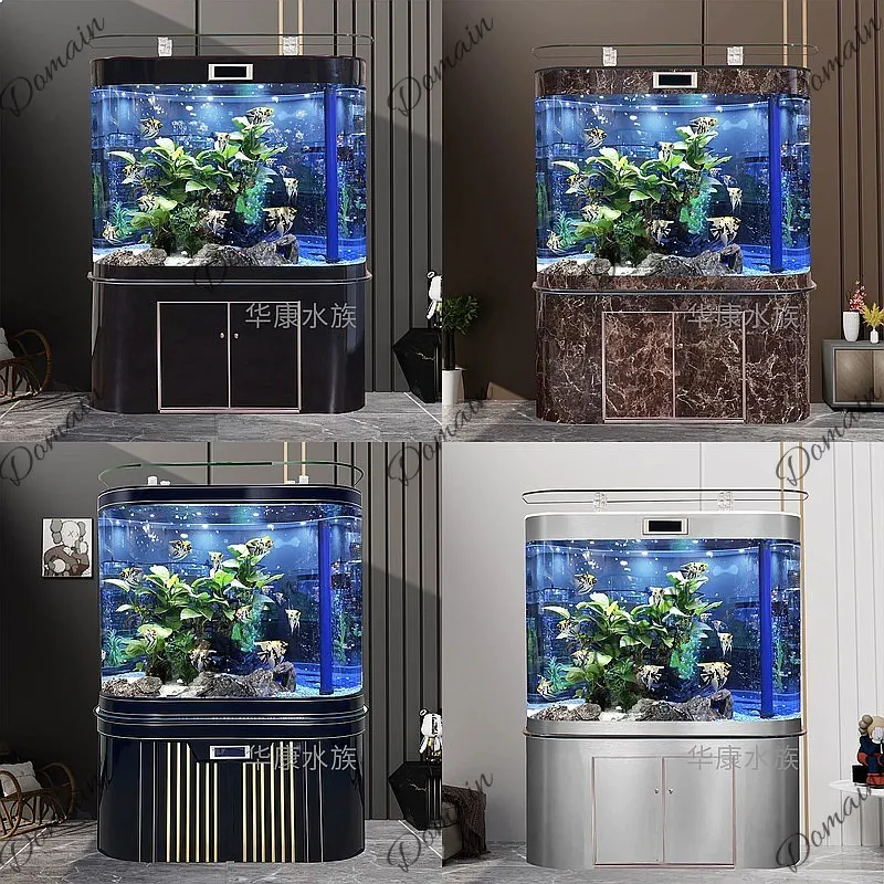 New Double Round Large Wall Aquarium with Bottom Filter, Eco-Friendly Landscape Tank for Living Room Home