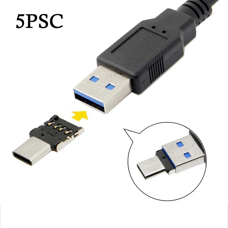 1-5PCS OTG Micro USB Type C Adapter USB-C Male to USB 2.0 Female Data Connector for Macbook Samsung Xiaomi Huawei Android Phone