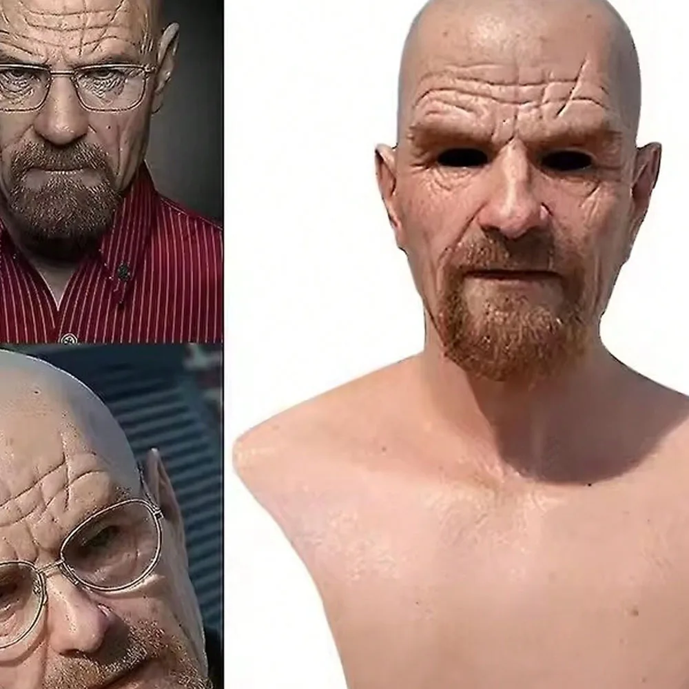 Grandpa latex mask Realistic old man Latex Masks with a beard Supersoft Horror Wrinkle Face Headgear Cosplay Real person mask