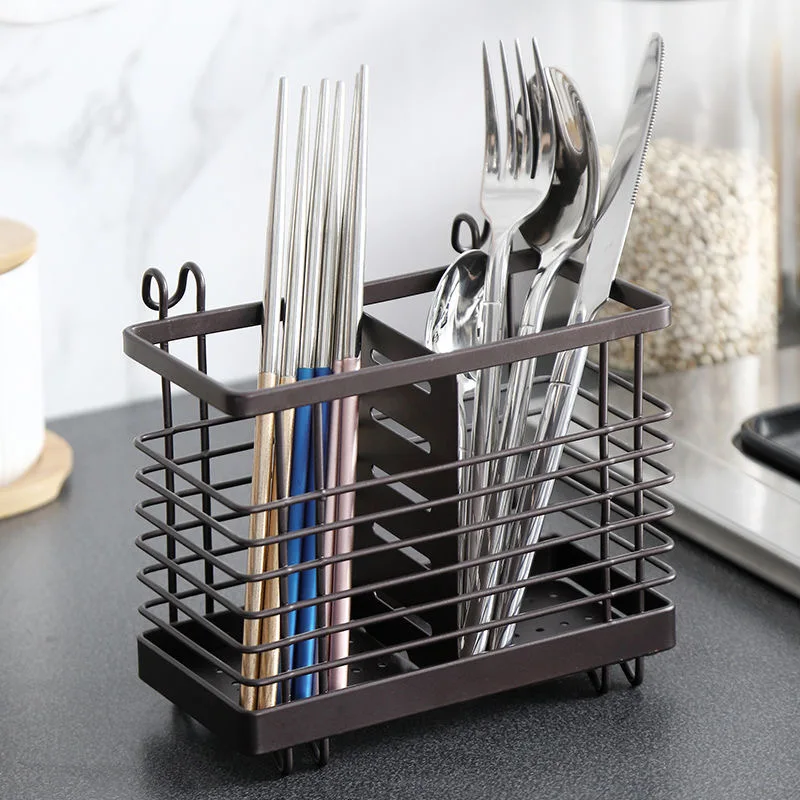 

New Chopsticks Storage Rack Chopsticks Bucket Household Kitchen Tableware Storage Box Hangable Iron Drain Chopsticks Cage