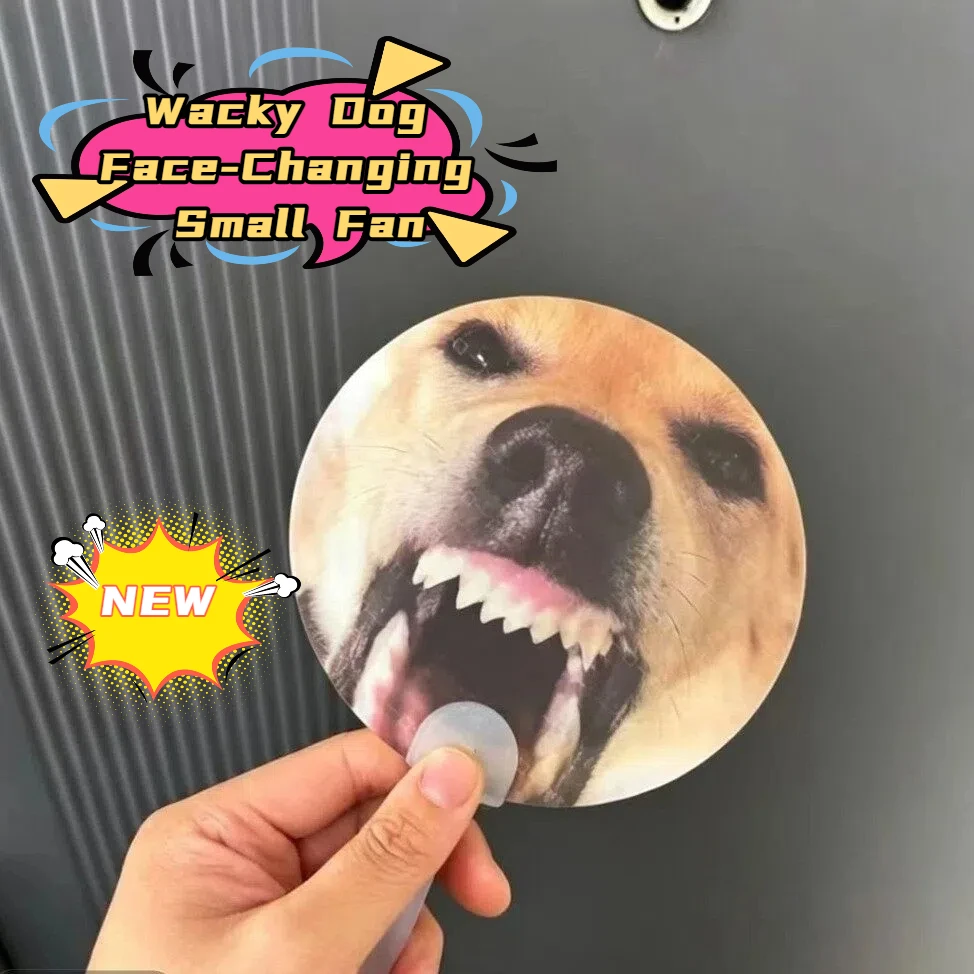 New Creative Rhubarb Dog Called Two-Change Expression Raster Fan Summer Portable Wacky Big Dog Called Handheld Cool Fan