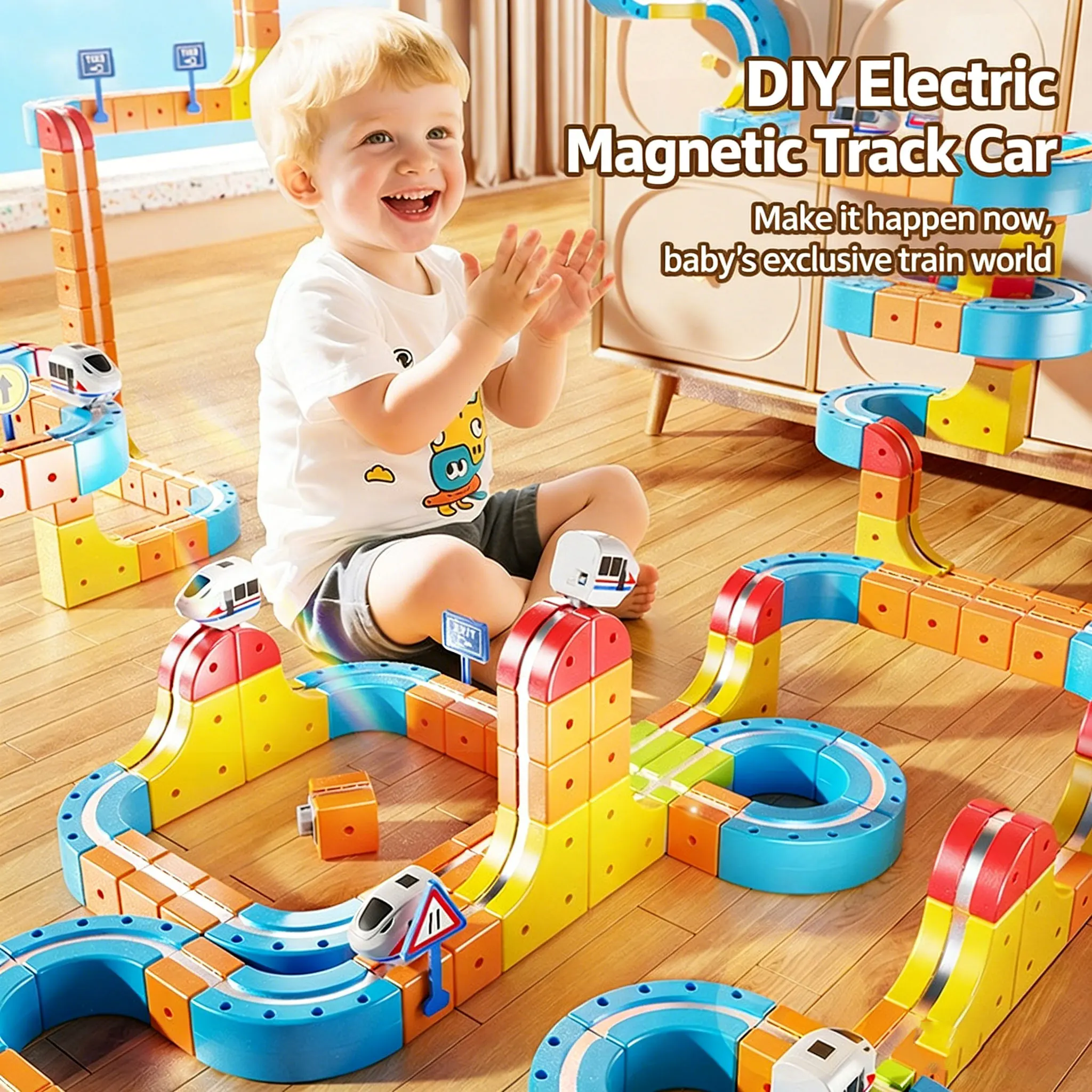 لتقوم بها بنفسك الكهربائية المغناطيسي المسار سيارة قطار اللبنات مدينة الطريق تجميع لعبة تعليمية هدية للأطفال الأطفال