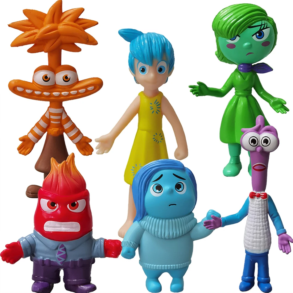 6Pcs/Set New Inside Out 2 Action Figure Toy Cartoon Movie Joy Anxiety Anger Sadness Disgust Fear Model Doll Figurines Kids Gift