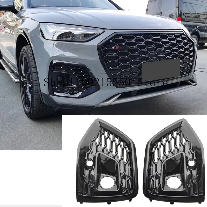 For Audi Q5 SQ5 S-Line Sline Sport 2021 2022 2023 2pcs Auto Left Right Front Bumper Fog Light Grille Grill Cover Customised