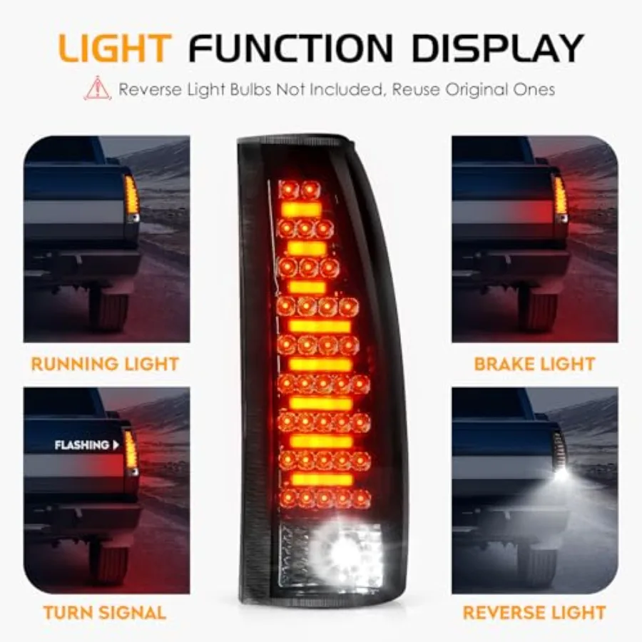 

Tail LED Light Assembly with Smoke Finish and Red Third Brake Light for Chevrolet C K 1500 2500 3500 8899 Silverado 9498 Blazer