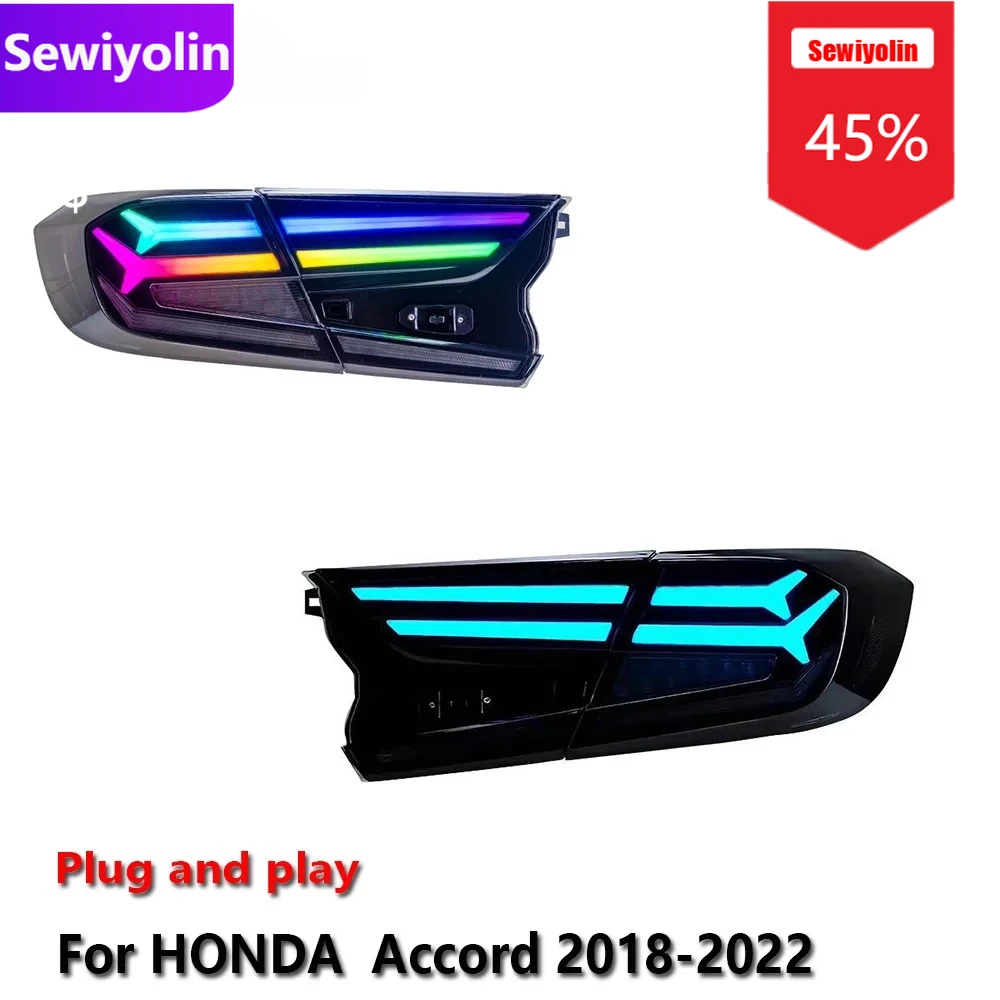 

Автомобильные светодиодные задние фонари DRL в сборе для HONDA Accord 2018-2022 RGB Авто противотуманные DRL стоп-сигналы поворота Plug And Play