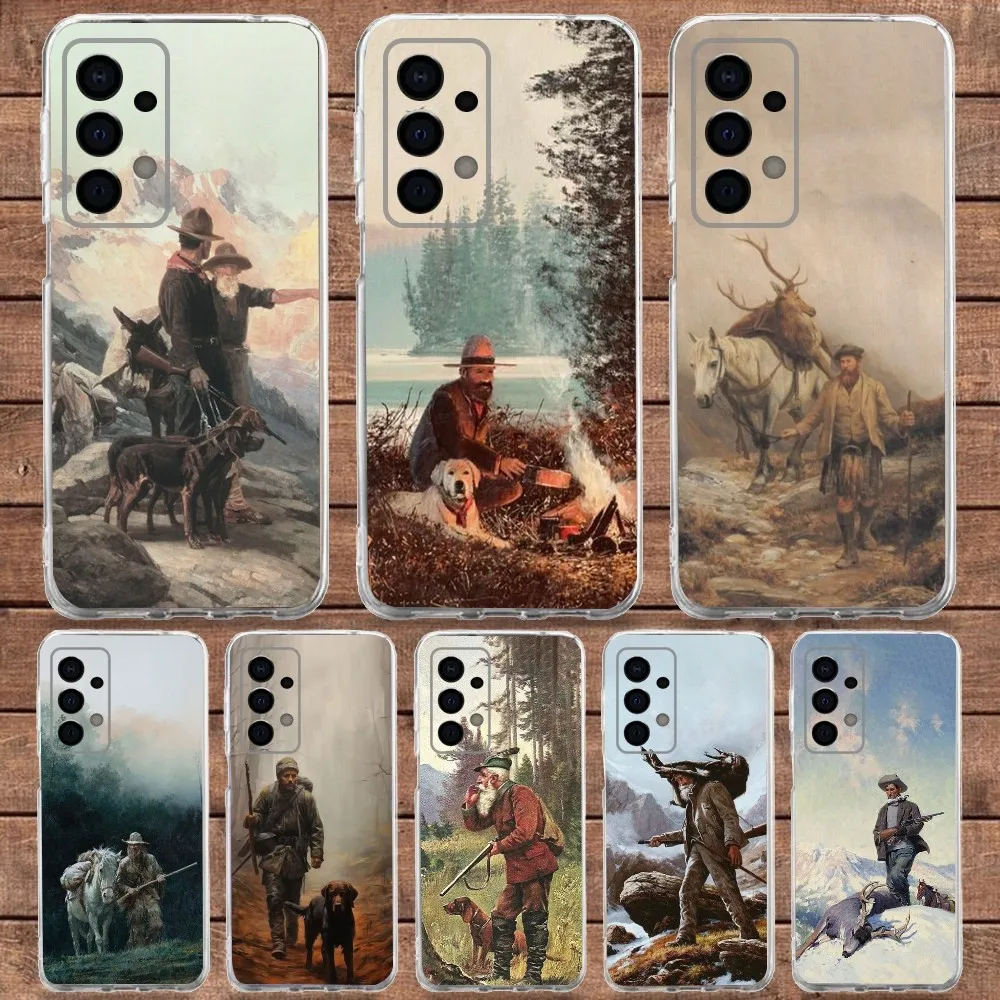 

Hunting Man Phone Case For Samsung Galaxy A71,70,52,40,51,31,A50,21S,30S,Note20ultra Transparent Soft Cover