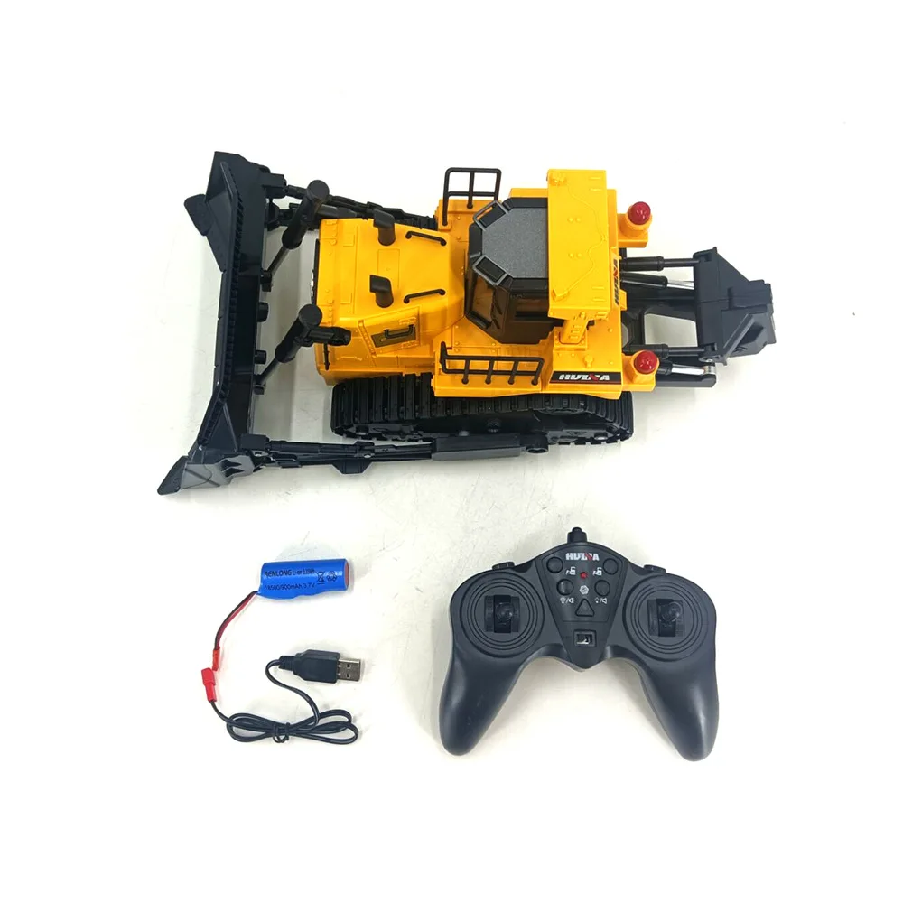 Huina 1/18 rc bulldozer liga trator modelo 2.4g rc rastreador carros controlados de rádio caminhões carros de engenharia meninos crianças brinquedos