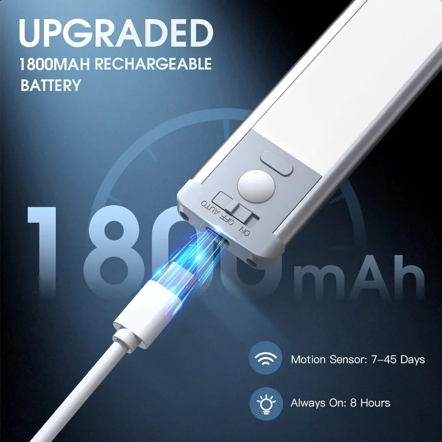 10 بوصة تحت إضاءة الخزانة مستشعر الحركة أضواء الخزانة تحت أضواء العداد