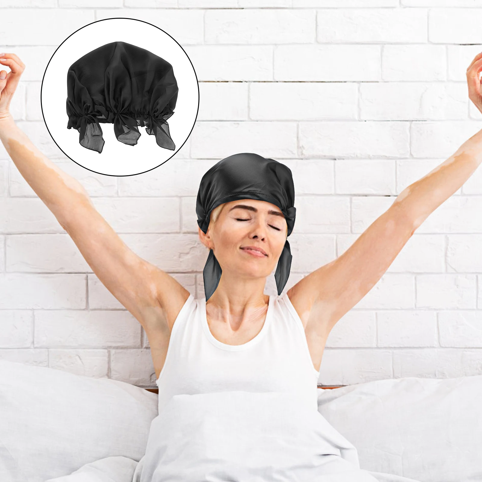 

1pc Satin Silk Sleep Bonnet Hair Care Cap for Women Long Use at Home Makeup Bath Maternal Confinement Hat Comfortable