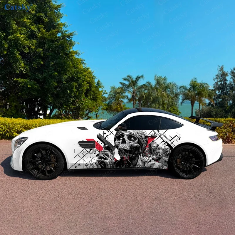 

Horror Zombie Siege Car Side Sticker Decoration, PVC Waterproof Scratch Resistant Decal, Car Protection, Auto Accessories Gift