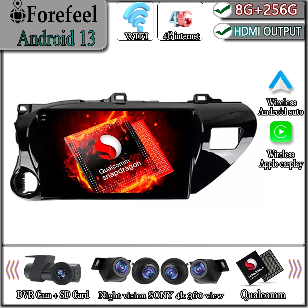 

Android 13 For Toyota Hilux Pick Up AN120 Multimedia Car Player Navigation GPS Radio Stereo Screen No 2 Din DVD DashCam