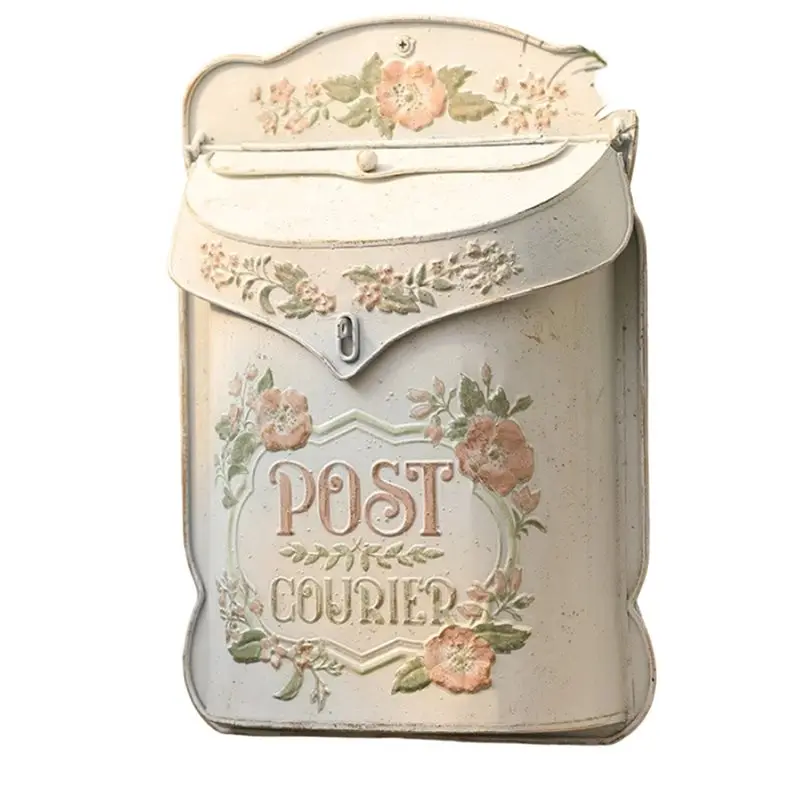 SHGO-Retro Style Mailbox, Wall Mounted Storage Box With Bee Pattern, Nostalgic Home Decoration, Metal Material