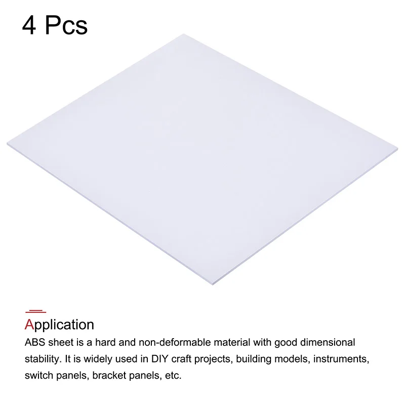 4pcs ABS Plastic Sheet 250x200mm White Sheet Plate Thickness 0.5/1.5/2/3mm for Building Model DIY Crafts Panel