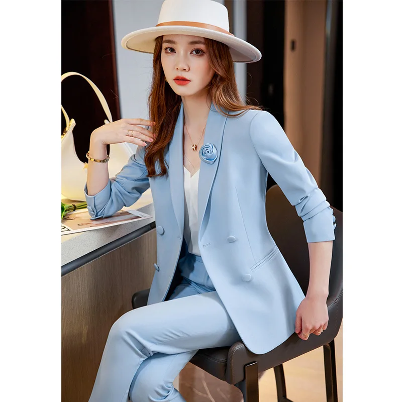 Women Formal Business Suits Autumn Winter with Pants and Jackets Coat Long Sleeve Professional OL Styles Pantsuits Trousers Set