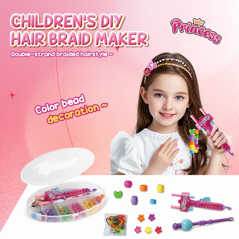 Girls DIY Hair Braiding Machine Girls Manual Beading Hair Braiding Hair Styling Hairdressing Decoration Pretend House Play toys