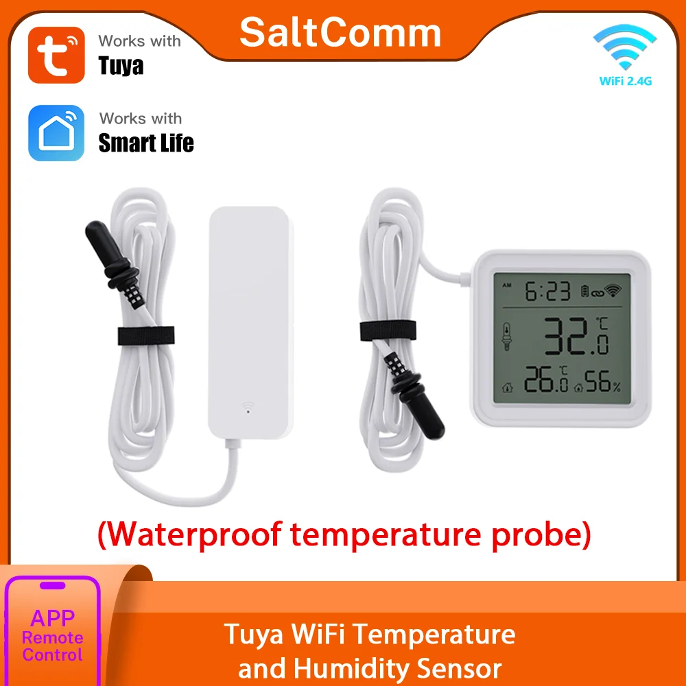 

Tuya Smart WiFi Temp/Humidity Monitor W/ Waterproof Probe for Fridge-Freezer Aquarium Tuya Smart Life App Alerts