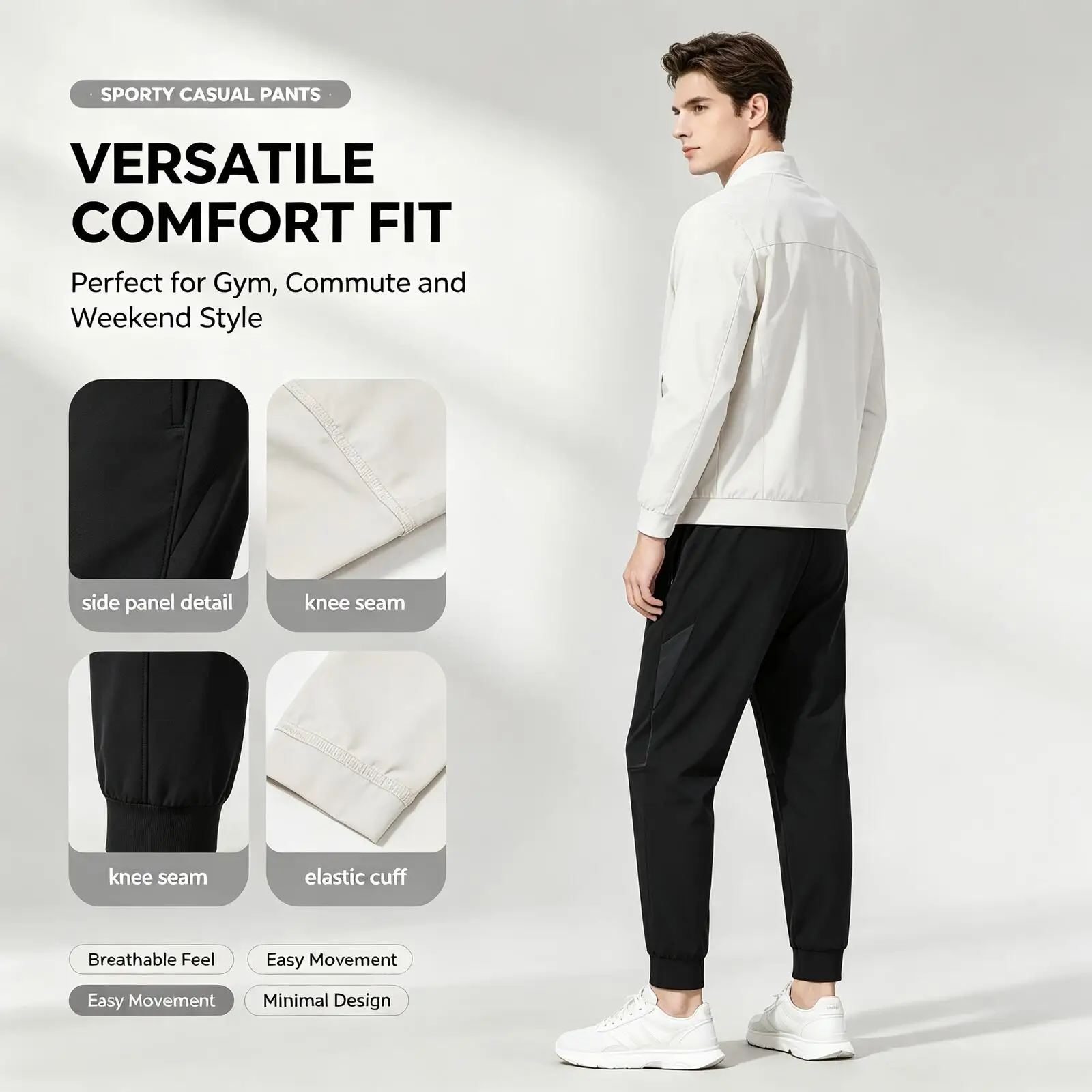 New Adidas Flash Sale Men Black Jogger Pants Loose Fit Casual Sport Trousers Elastic Cuffed Ankle Pants for Gym Training Commute
