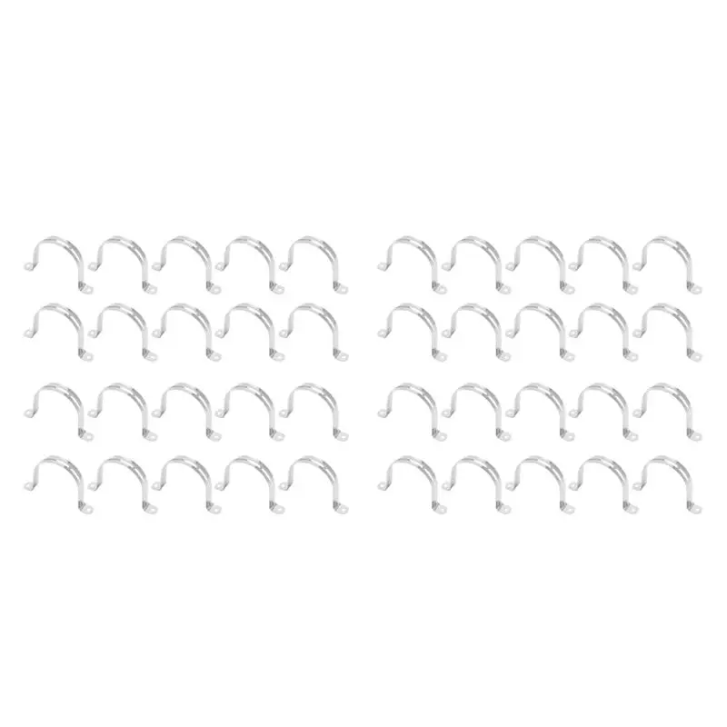 ABKS-3Inch Rigid Pipe Strap Clamp,40 Pack Strap-U Bracket Tube Clip,Heavy Duty Stainless Steel Fastener Holder Two Hole Strap