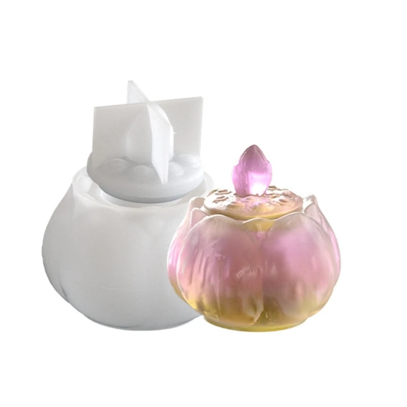 

G7NC Lotuses Flower Storage Jar Silicone Mold Jewelry Mould for Resin Art Enthusiasts