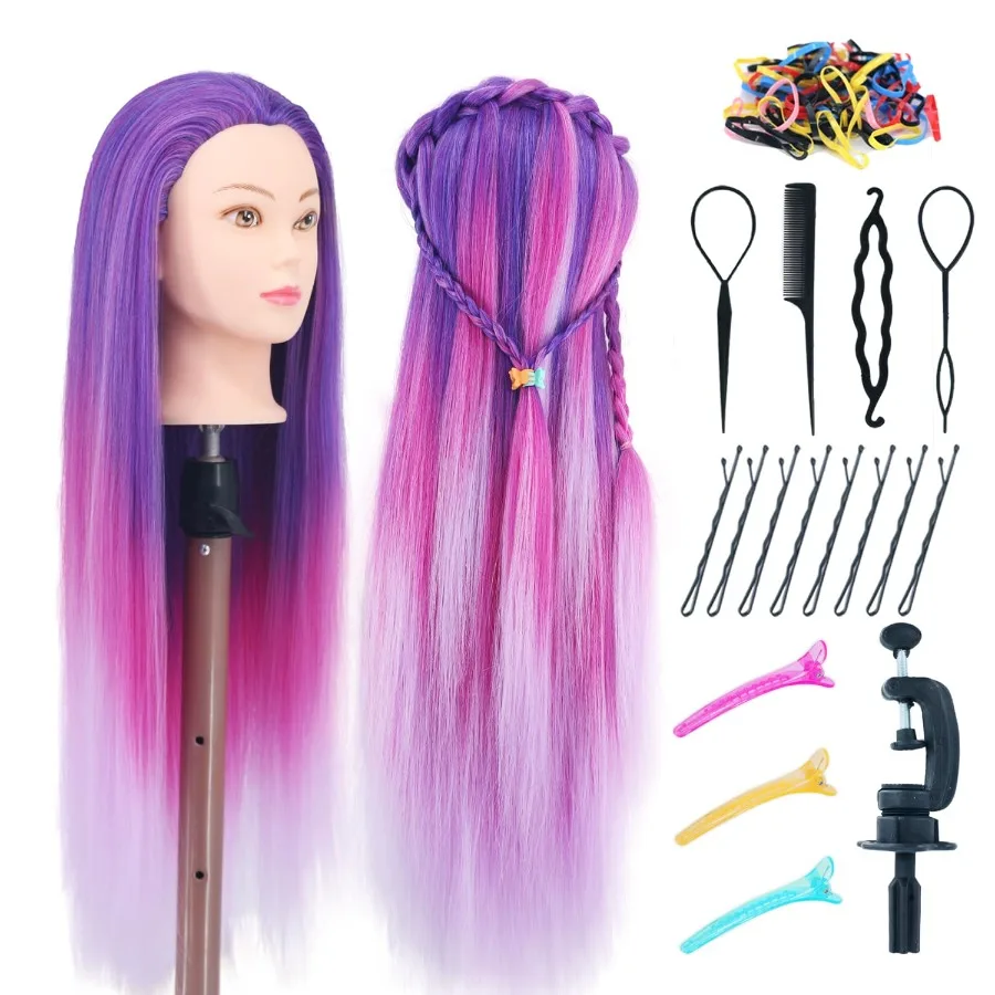 

29-дюймовая голова манекена с волосами для косметологической подготовки и парикмахерской. В комплект входит держатель зажима и комплект для плетения. Идеально подходит.