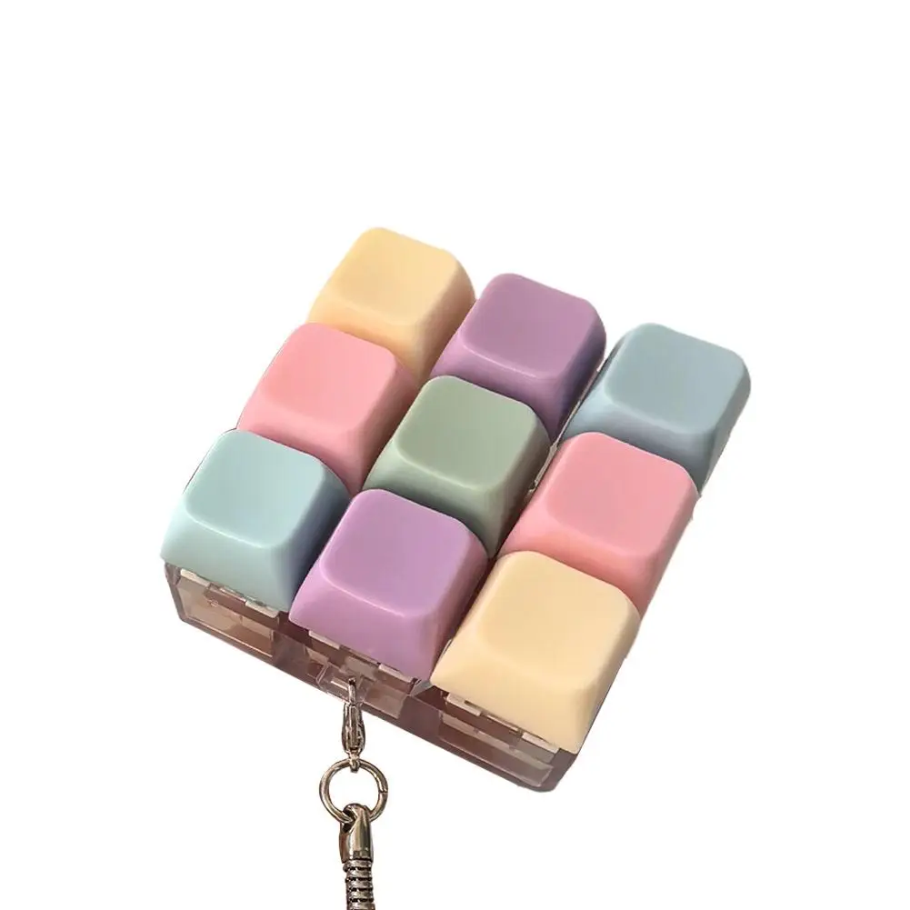 1/4/5/9 Tasten Mechanische Tastatur-Achsen-Tester Schlüsselanhänger Stressabbau-Clicker Fidget-Tastatur mit LED Entspannungswerkzeuge Geschenke