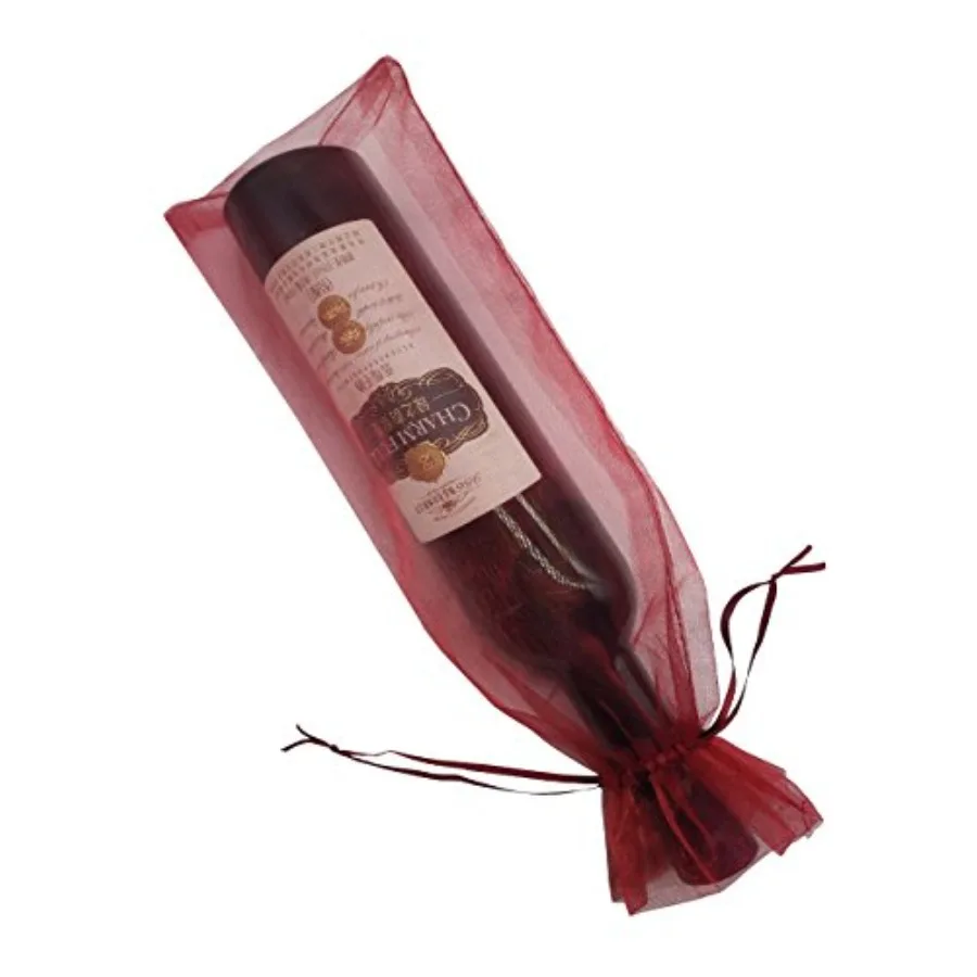 

20pcs Sheer Organza Wine Bags 5.5x14.5 Reusable Simple Bottle Wrap Dresses Festive Packaging Baby Shower Wedding Favors Samples
