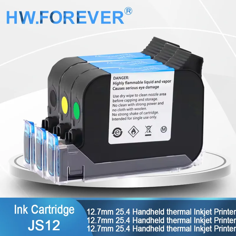 

JS12 JS12M JS10 Handheld Printer Ink Cartridge thermal Inkjet Printer Fast Dry Eco Solvent Print No encryption General Cartridge