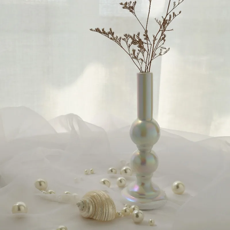 

Красочная жемчужная керамическая ваза в стиле Ins, европейское ретро-украшение для дома, аксессуары для украшения домашнего рабочего стола, ваза для свадебного украшения