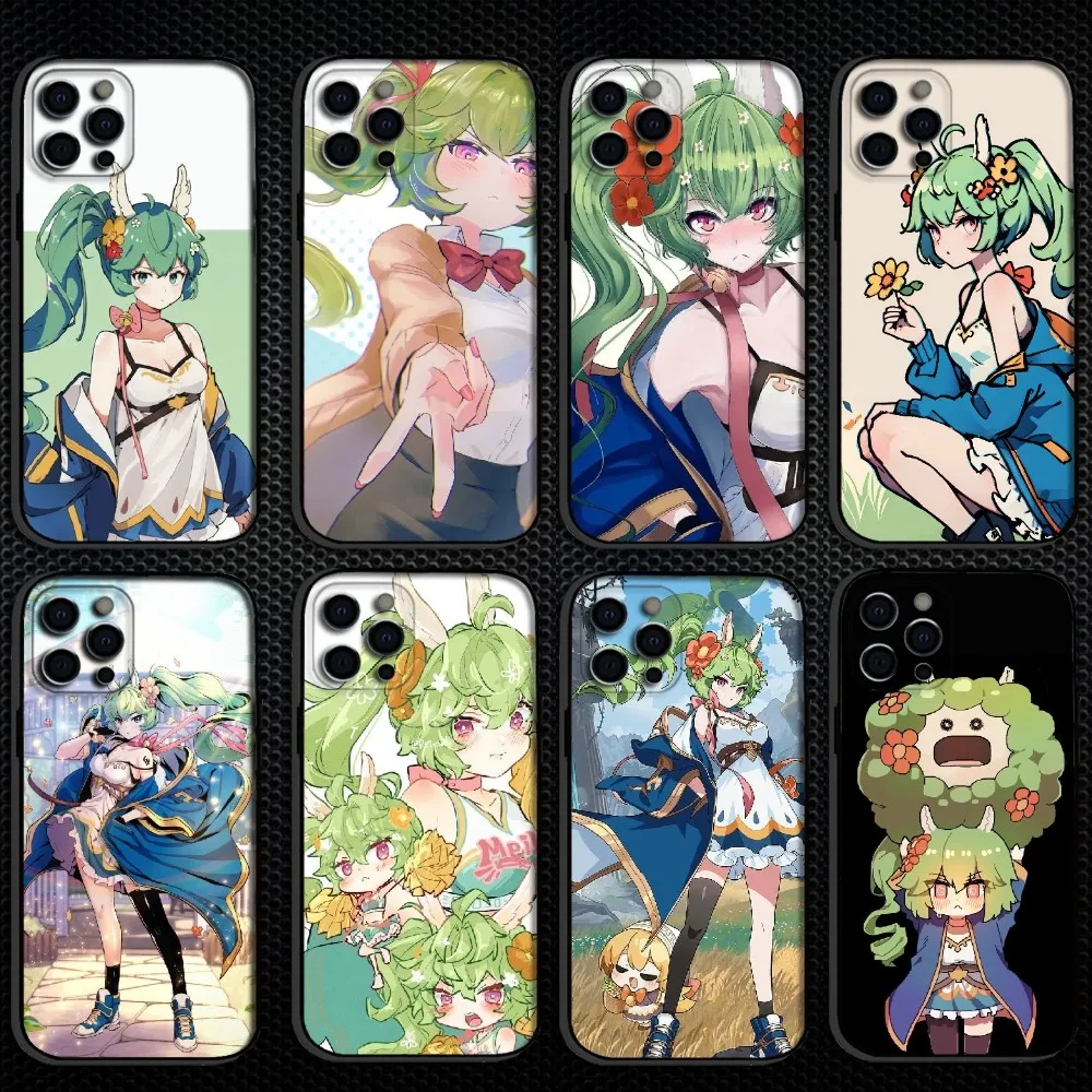 

Guardian Tales green hair Phone Case For iPhone 16,15,14,13,12,11 Plus,Pro Max, Soft Silicone Black Cover