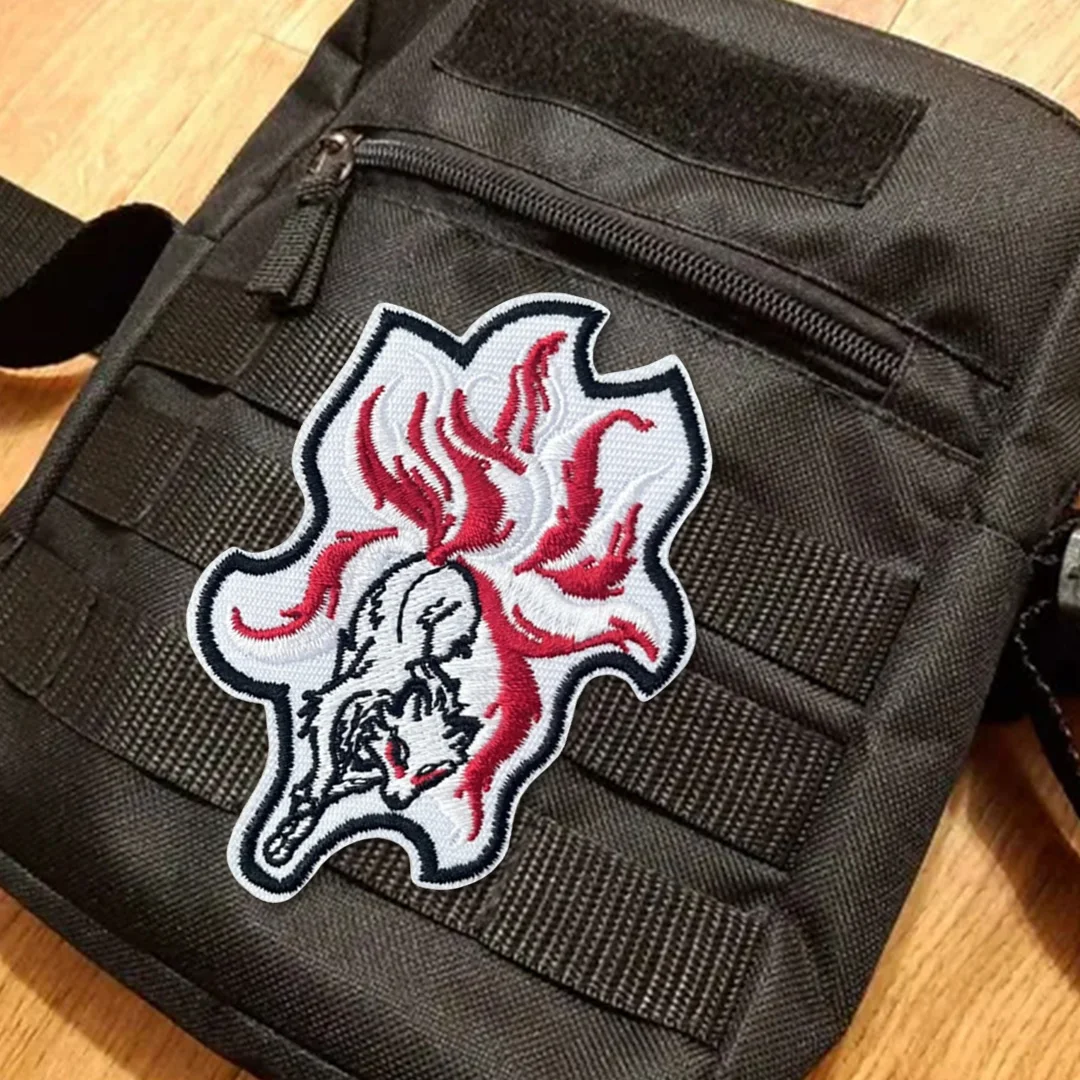 Parche táctico bordado zorro nueve colas con velcro gancho-bucle - imagen 4