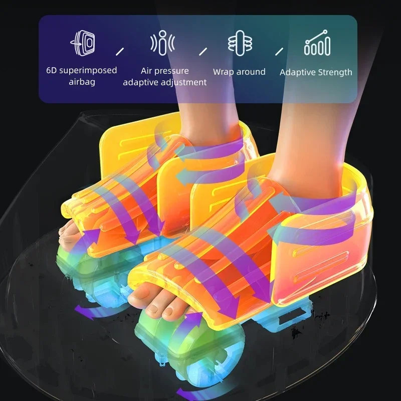 Smart Airbag Foot Massager with Remote Control Heated Pneumatic Stretching Wrap Balance Well Being