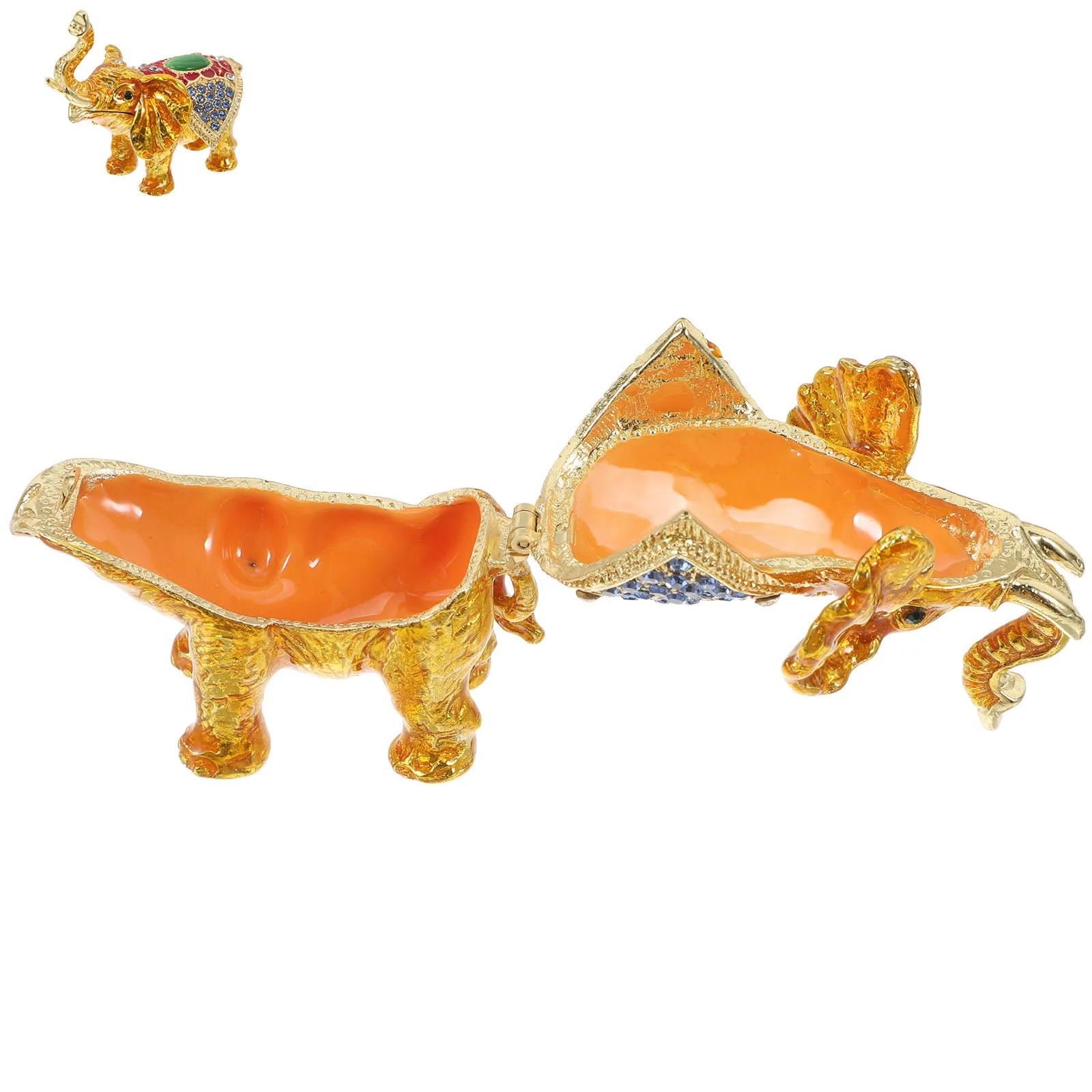 

Elegant Elephant Jewelry Box Rhinestone Decor Zinc Alloy Ring Earrings Organizer Storage Case Vanity Home Decor Trinket Holder