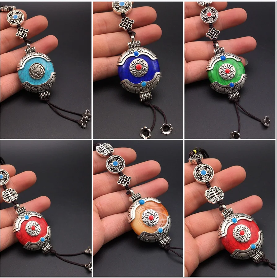 

Vintage hanging Silver pendant pendant bracelet necklace key chain bag trailer hanging Chinese style agate jewelry fashion DIY