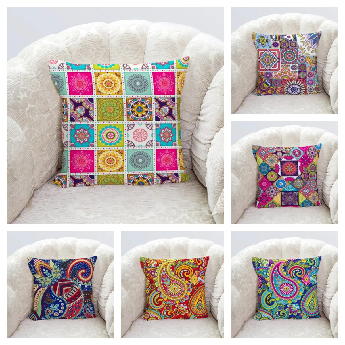 Paisley Swirl Pattern Sofa Pillow Case Cushion Cover Home Decoration Living Room Office Car Pillow Case Customizable