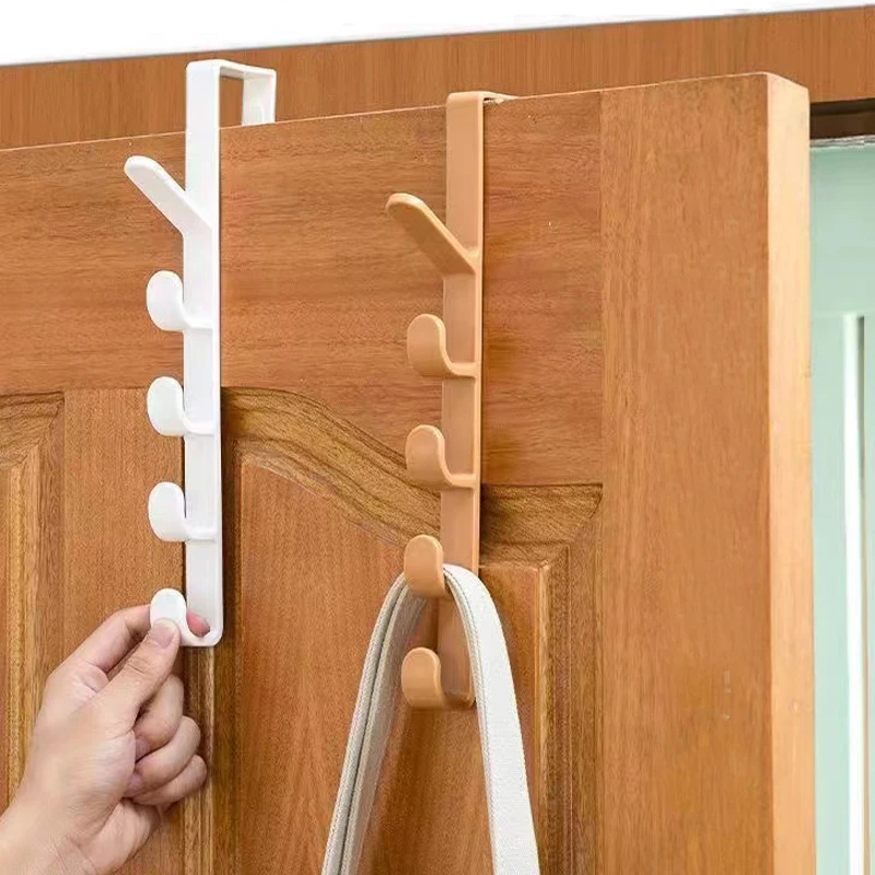 

Plastic Hook Free Punching Double S-Shape Hook Kitchen Bathroom Cabinet Door Back Type Coat Towel Storage Hanger