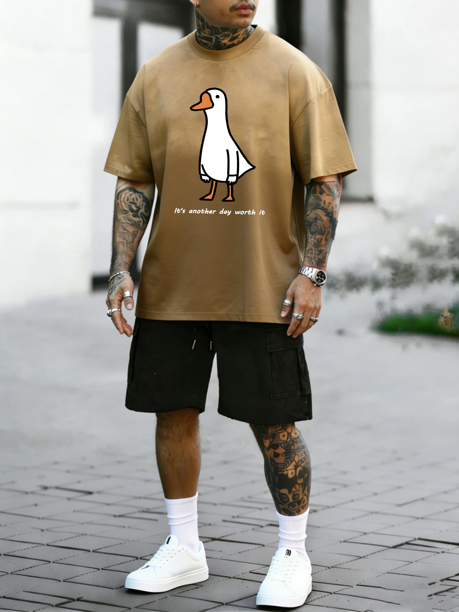 

Мужская футболка с принтом тай-дай «Это того стоит», хлопковая, модная, унисекс, креативный короткий комплект, свободная, с круглым вырезом