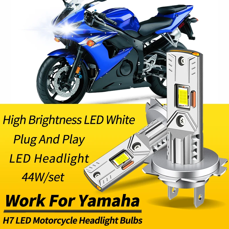 1PC/2PCS H7 Motorcycle LED Headlight Bulbs High Low Beam Canbus For Yamaha YZF R6 2003-2014 R6S 2006-2009 R1 R3 Moto Accessories