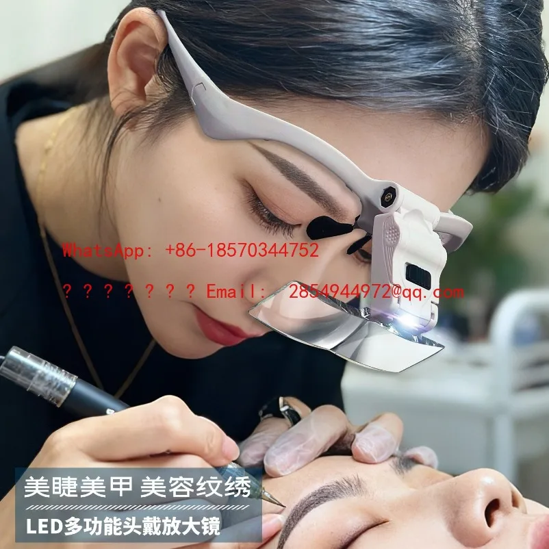 L    Head-mounted Magnifying Glass High Definition Maintenance with Lamp Elderly Reading Eyelash Pricking Household 3.5 Times