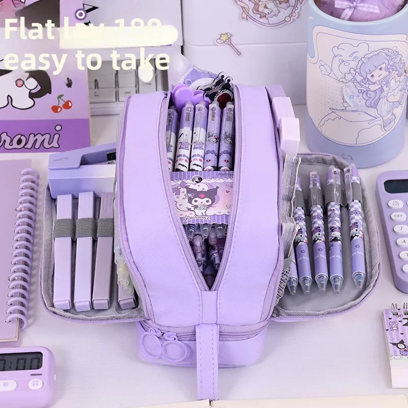 New Pencil Case Back to School Essential Large Capacity School Supplies Pencil Eraser Ruler Storage Bag Stationery Box