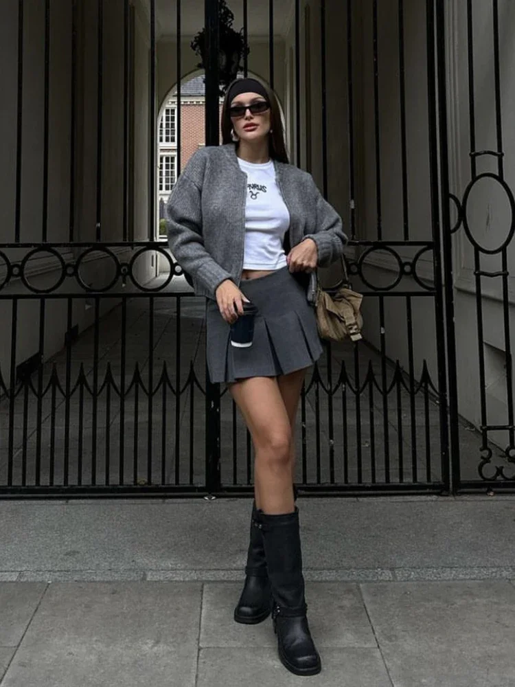 

Женский однотонный кардиган с круглым вырезом, свитер, новая уличная повседневная вязаная куртка на молнии с длинными рукавами, осенне-зимняя куртка