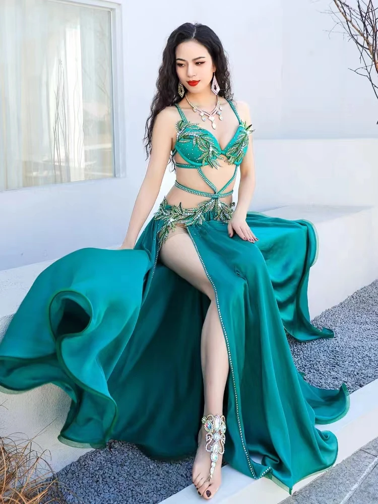 Elegance Belly Dance Costume 2023 New Performance Clothing Sexy Oriental Opening Dance Popsong Split Large Dress Set 2/pcs