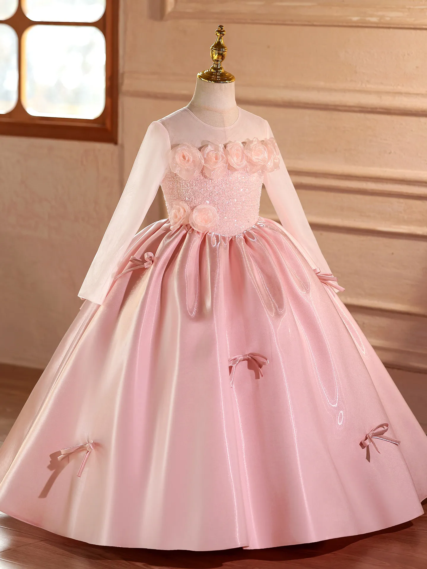 JDY Custom Princ Sle Birthday Cake Cutting Ceremony Dr Children's Performance Costume Flower Girl Piano Concert Puffy Skirt