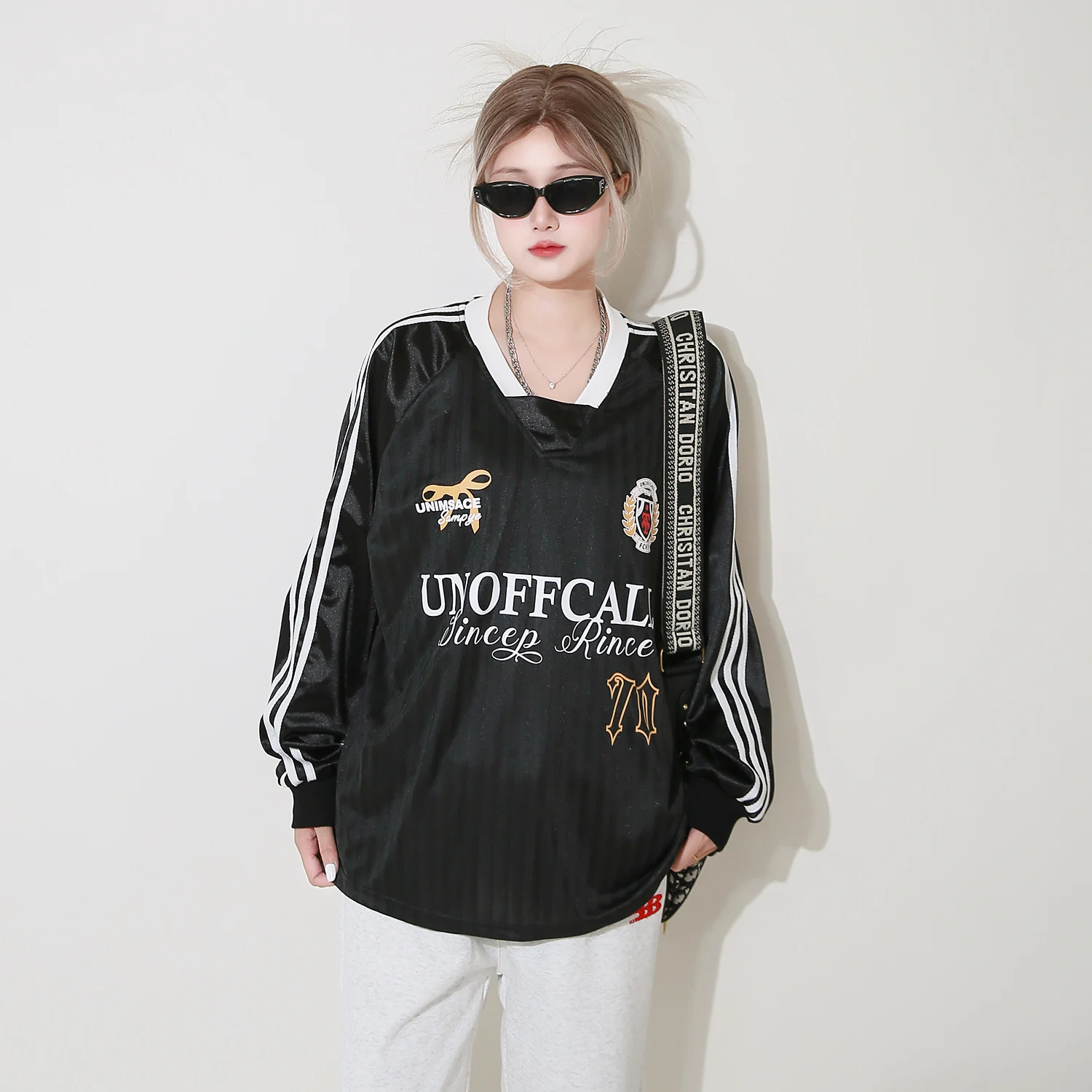 

Женская толстовка с V-образным вырезом, свободного кроя, тонкая, модная, для весны, осени и зимы, повседневная, удобная, из смеси хлопка и полиэстера